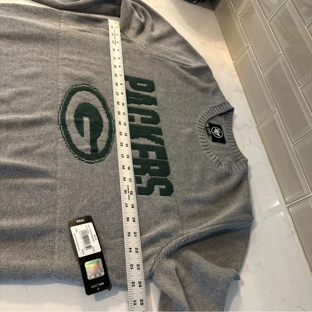 47 Green Bay Packers NWT Sweater Gray Crewneck‎ Cotton Football knit NFL Size XL